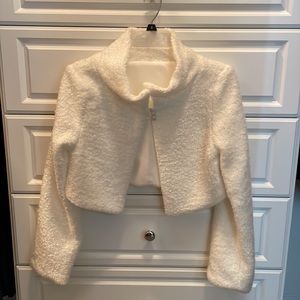 White wool bolero jacket shawl NWT